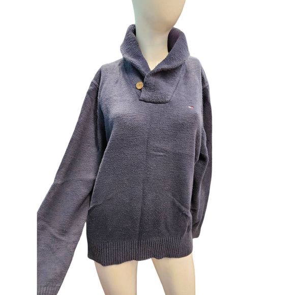 Tommy Hilfiger Navy Blue Cowel Neck Pullover Sweater Vintage 90's Men's size Lar - Picture 2 of 10